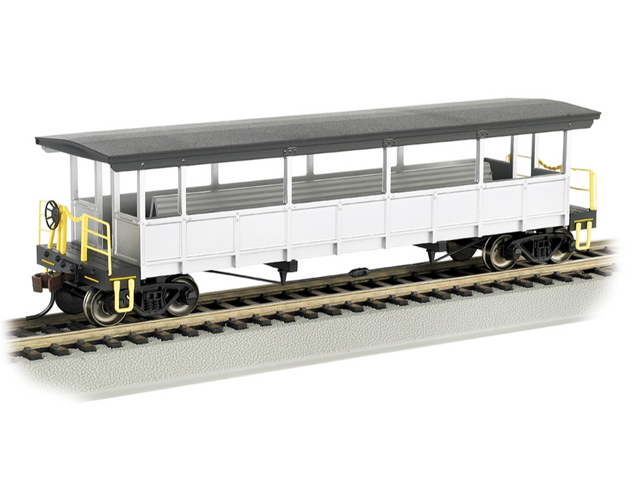 Bachmann USA 17447 [HO] Open-Sided Excursion Car with Seats - Unlettered Painted - Silver & Black