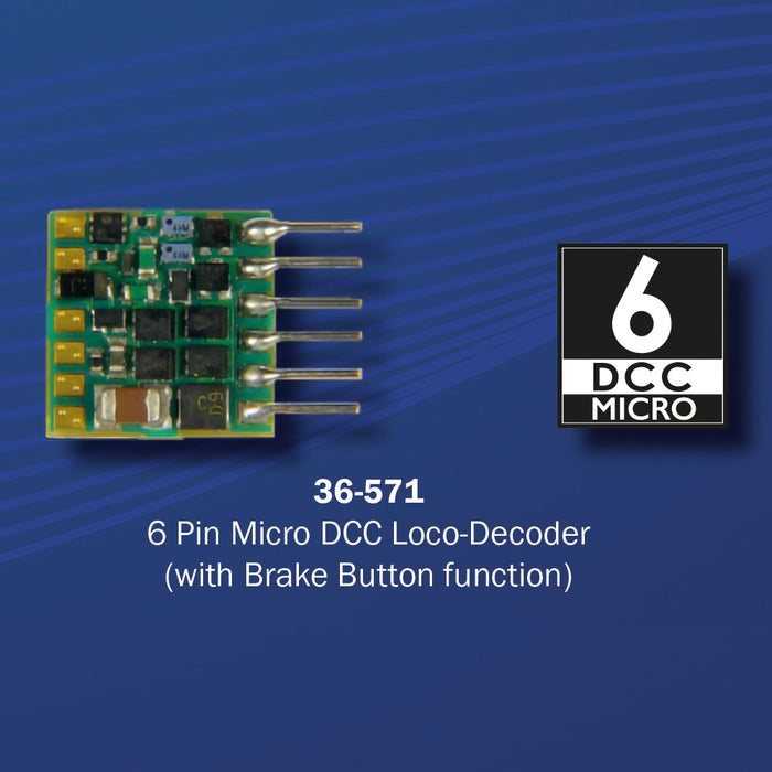 E-Z Command 36-571 E-Z Command 6 Pin Micro DCC Loco-Decoder (with Brake Button function)