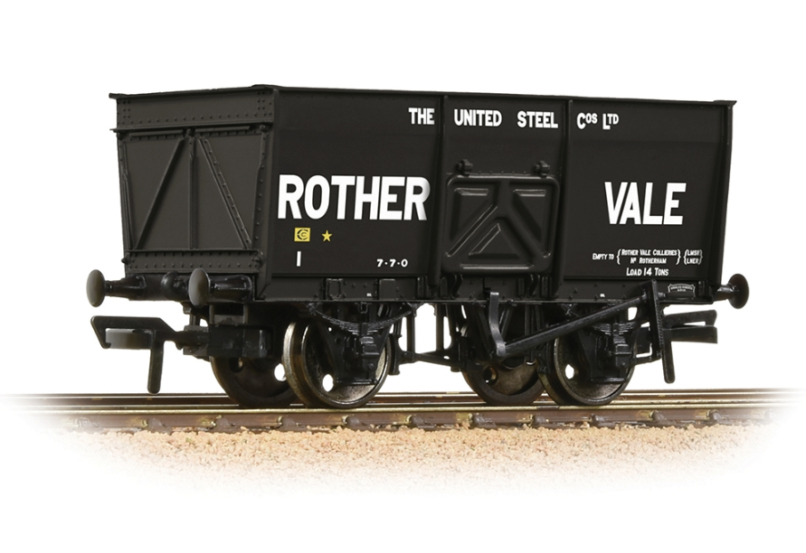 Branchline [OO] 37-428 16T Steel Slope-Sided Mineral Wagon 'Rother Vale' - Black