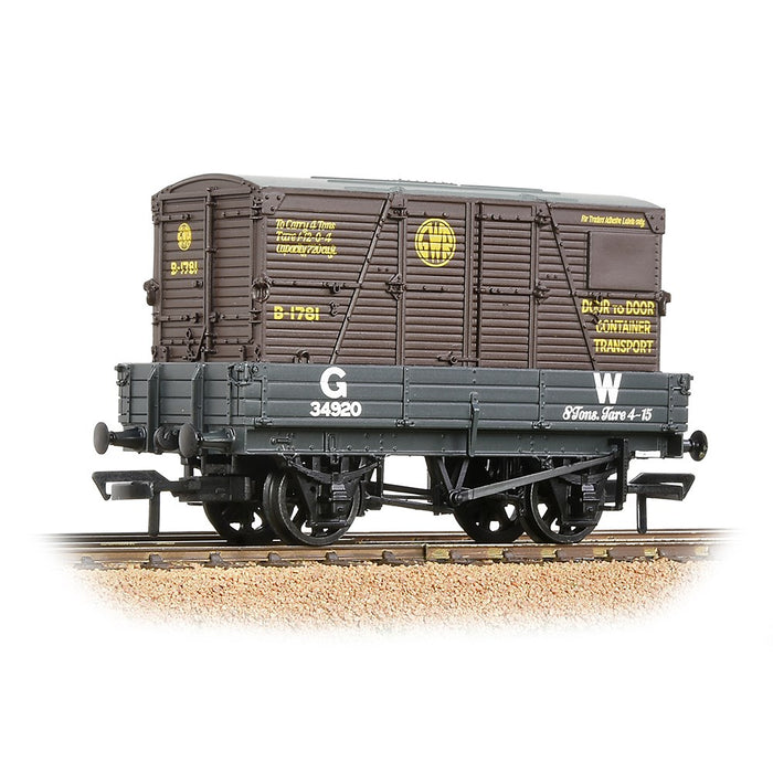 Branchline [OO] 37-936 3 Plank Wagon GWR Grey With 'GWR' Brown BD Container