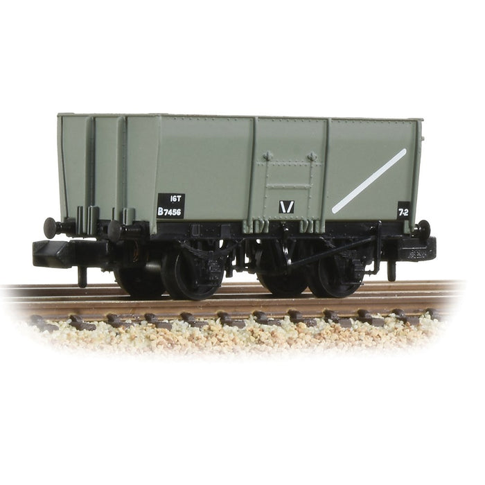 Graham Farish [N] 377-450C 16T Steel Slope-Sided Mineral Wagon Riveted Side Door - BR Grey (Early)