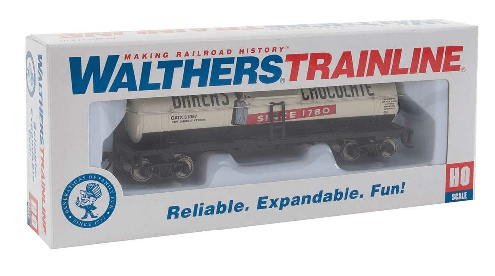 Walthers Trainline 931-1615 HO 40' Tank Car - Baker's Chocolate GATX #31057 (white, black, red)
