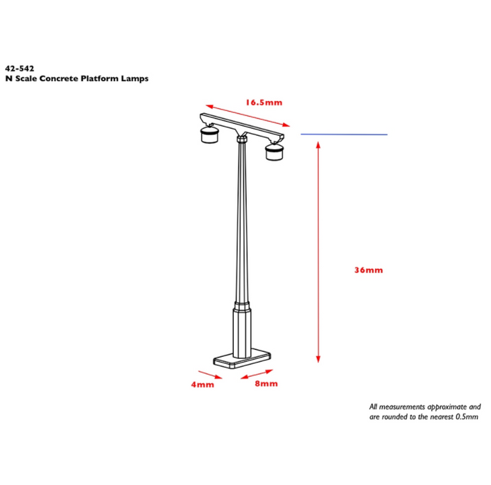 Graham Farish [N] 42-542 Scenecraft Concrete Platform Lamps (Pack of 4)
