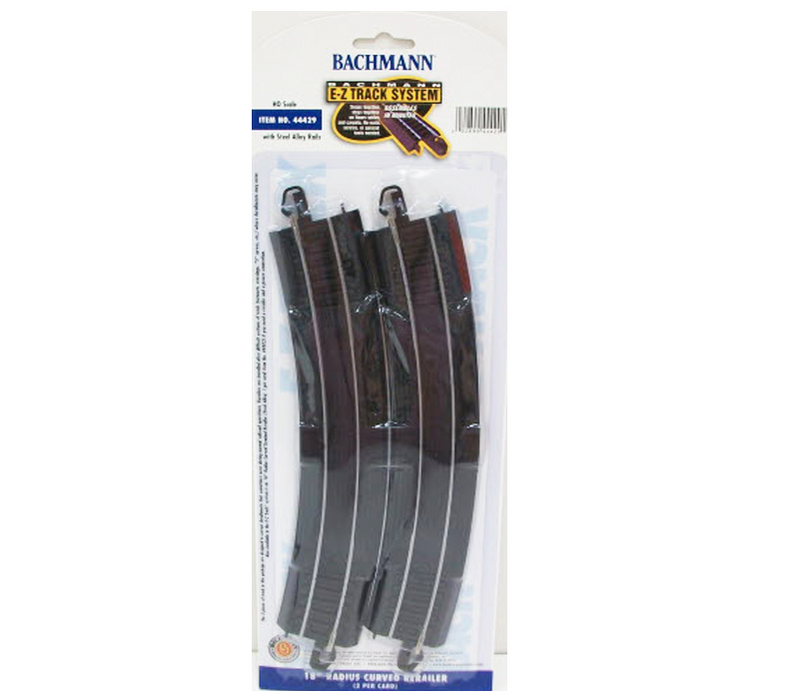 Bachmann USA 44429 [HO] 18" Radius Curved Rerailer (2/Card) - Steel/Black