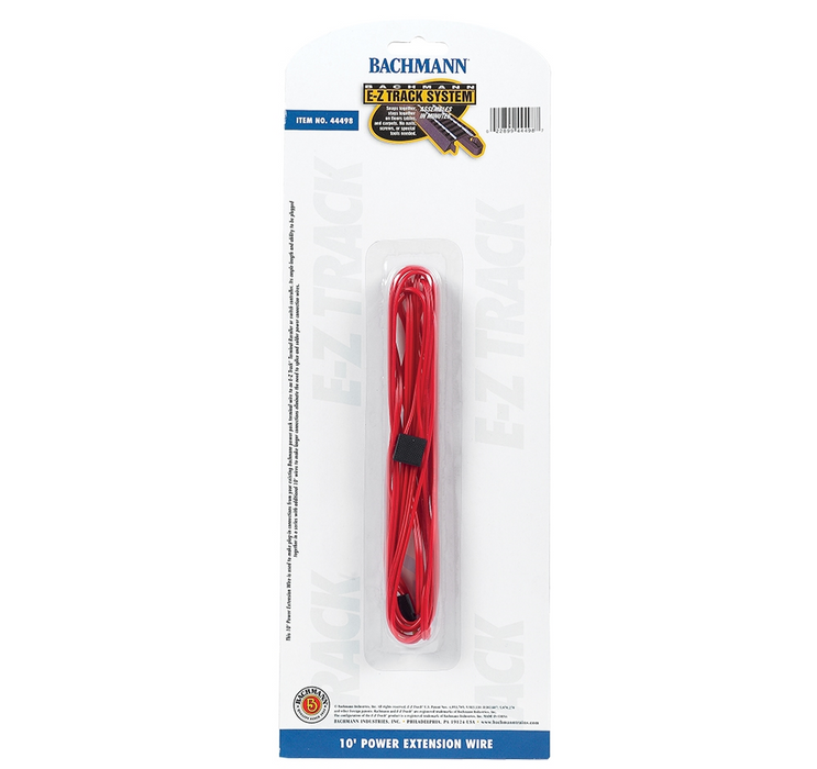 Bachmann USA 44498 [HO] Plug-In 10' Power Extension Wire - Red (1/Card)
