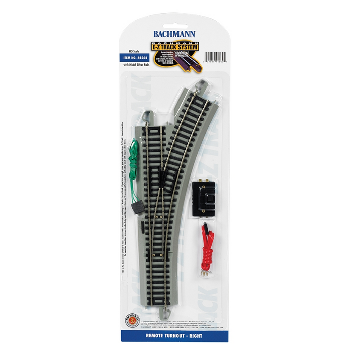 Bachmann USA 44562 [HO] Remote Turnout Right (1/card) - Nickel/Gray