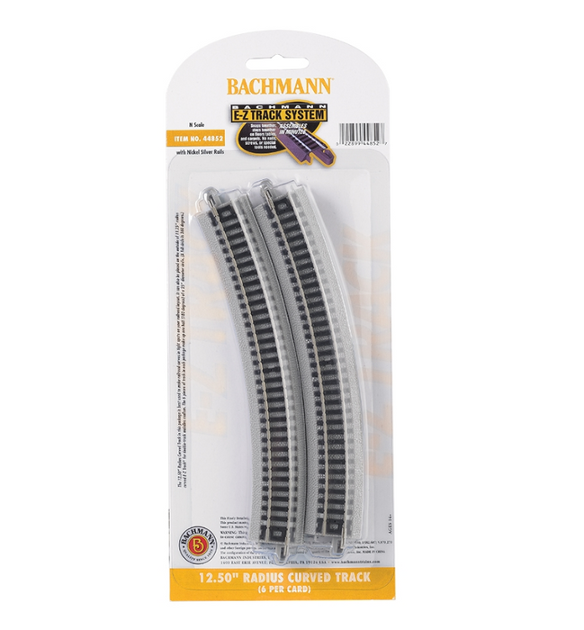 Bachmann USA 44852 [N] 12.50" Radius Curved (6/card) - Nickel/Gray