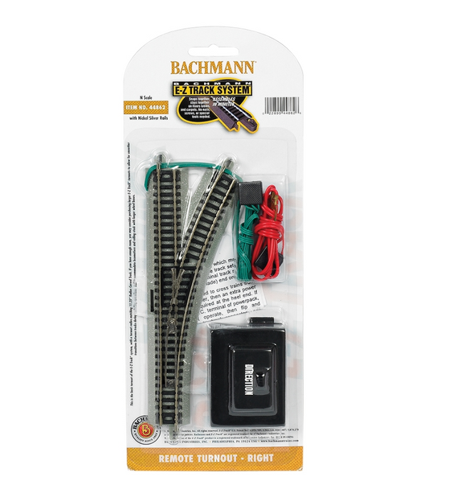 Bachmann USA 44862 [N] Remote Turnout Right (1/card) - Nickel/Gray