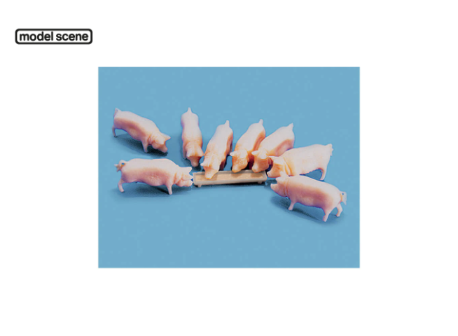 Modelscene 5108 OO Pigs and Trough 8pc