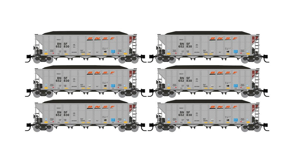 Rapido Trains 538001 N AutoFlood III RD Coal Hopper: BNSF Wedge scheme - 6 pack