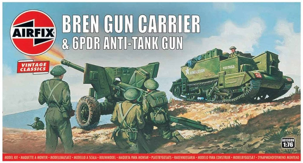 Airfix A01309V 1:76 Bren Gun Carrier & 6PDR Anti-Tank Gun - Vintage Classics