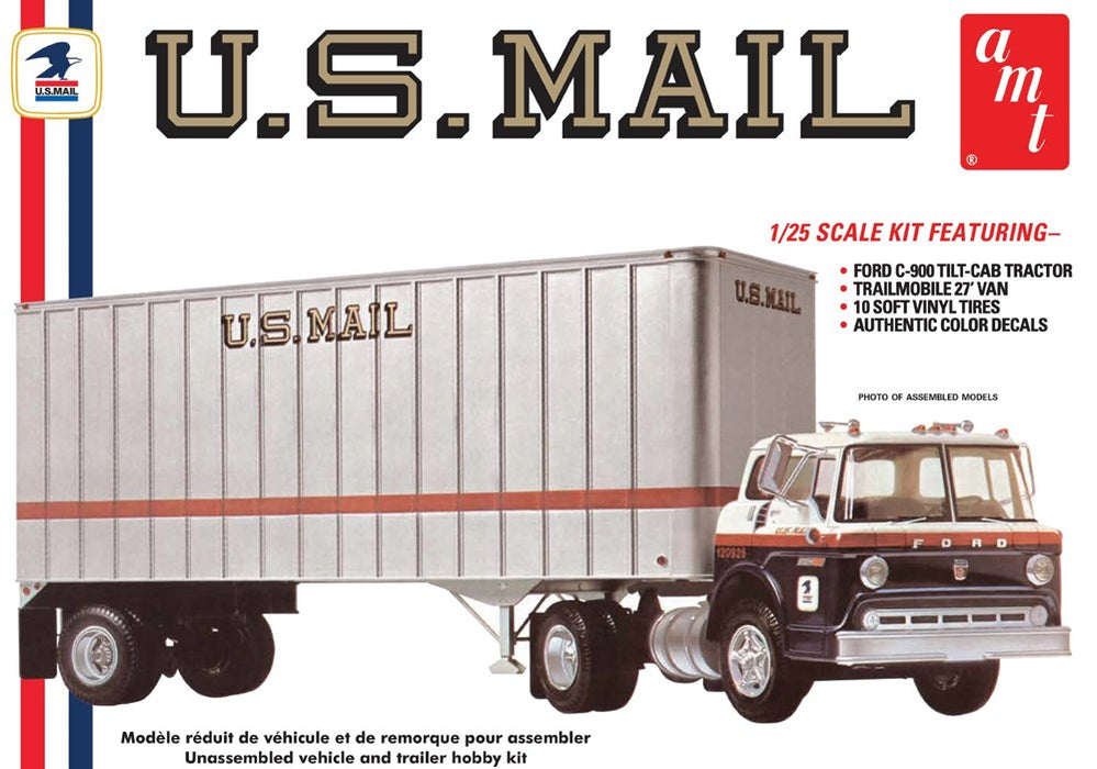 AMT 1326 1:25 Ford C-900 US Mail Truck with USPS Trailer
