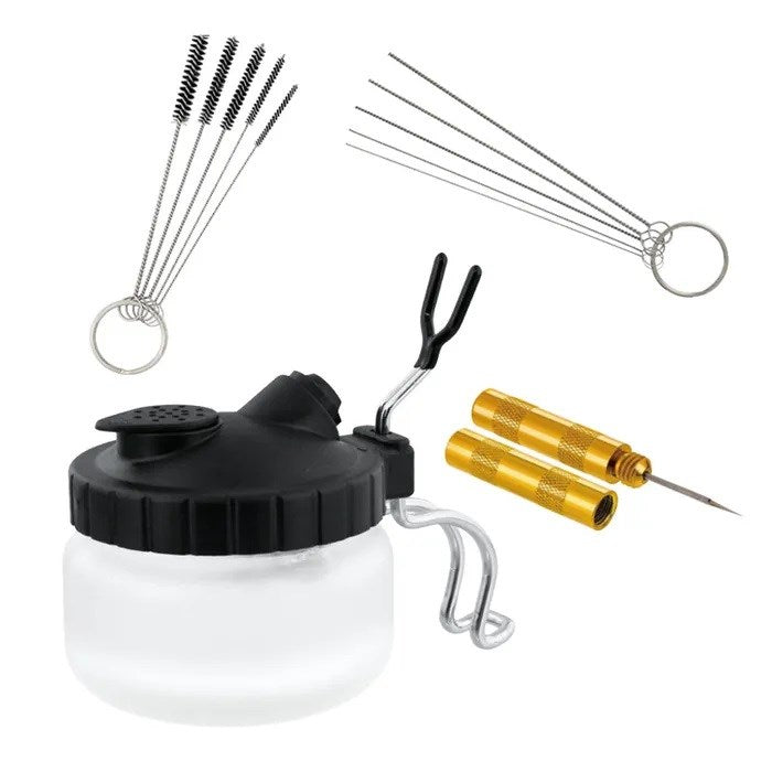 Airbrush Cleaning Set with Spray Out Pot and Brushes