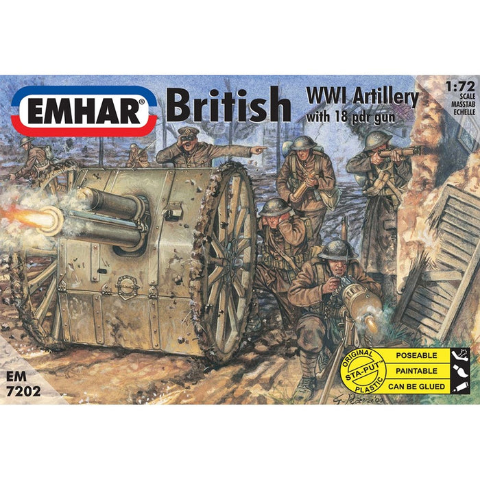 Emhar 7202 1:72 British Artillery WWI Figures & 18lb Gun
