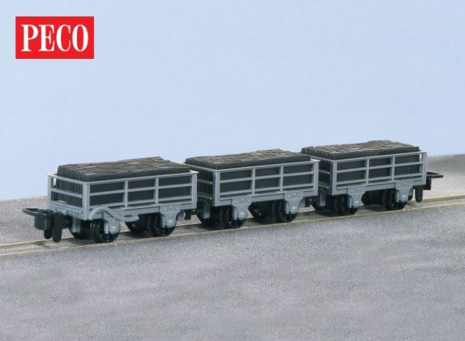 Peco GR-321 OO-9 2 Ton Slate Wagon Pack - Festiniog Railway (1 Braked)