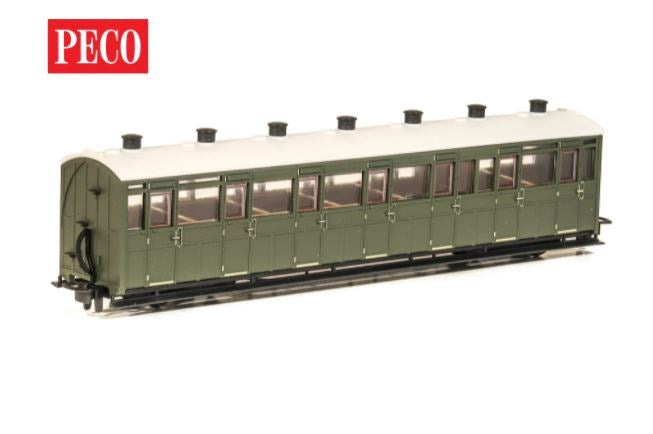 Peco GR-441U OO-9 All Third Coach Unlettered Green