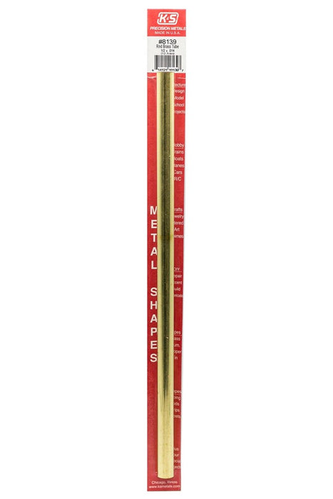 K&S 8139 Brass Round Tube 1/2 x 0.014 - 12" Length