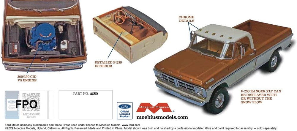 Moebius Models 2568 1:25 1972 Ford F-250 4x4 with Snowplow