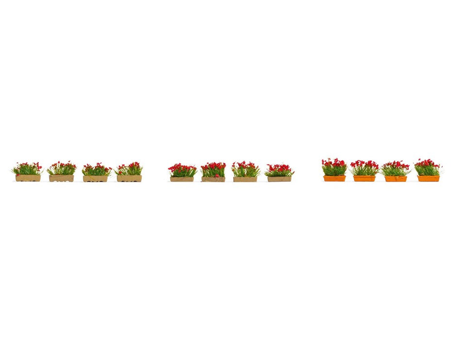 Noch 14010 HO Flower Boxes - Red (12pcs)