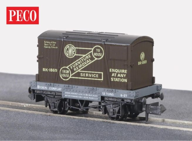 Peco NR-20 N GWR Removals, Conflat Wagon with Container