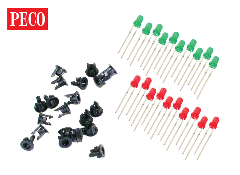 Peco PL-30 LED'S (10 Green, 10 Red, & 20 Panel Clips)