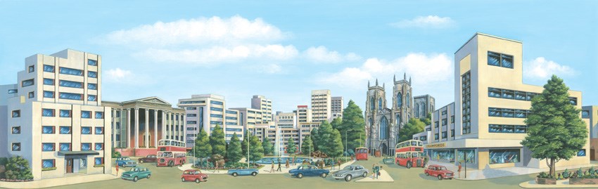 Peco SK-37 City Centre Backscene (Medium 173mm x 559mm)