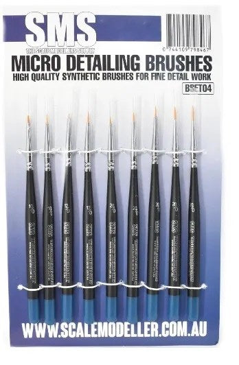Scale Modellers Supply Micro Detailing Brush Set (Synthetic) 9pc