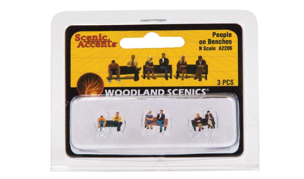 Woodland Scenics A2206 N Scenic Accents People on Benches 3pc