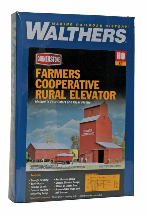 Walthers Cornerstone 933-3036 HO Farmers Cooperative Rural Grain Elevator Kit