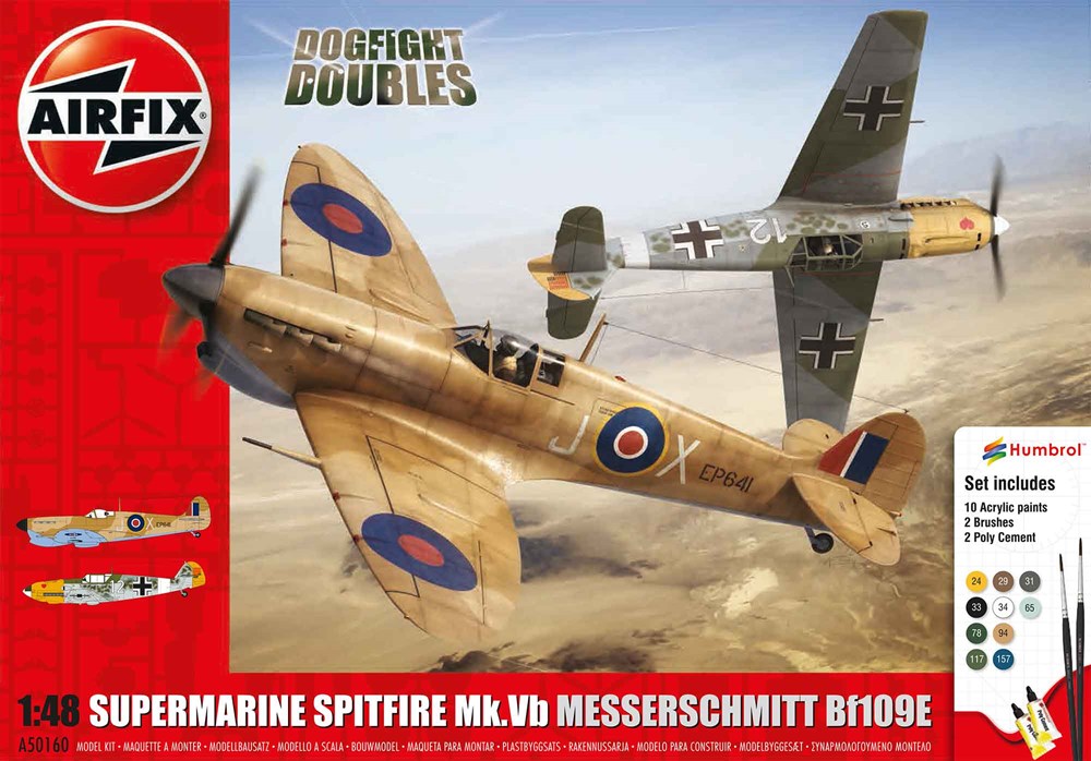 Airfix A50160 1:48 Spitfire Mk.Ia Messerschmitt Bf109E-4 Dogfight Double Gift Set