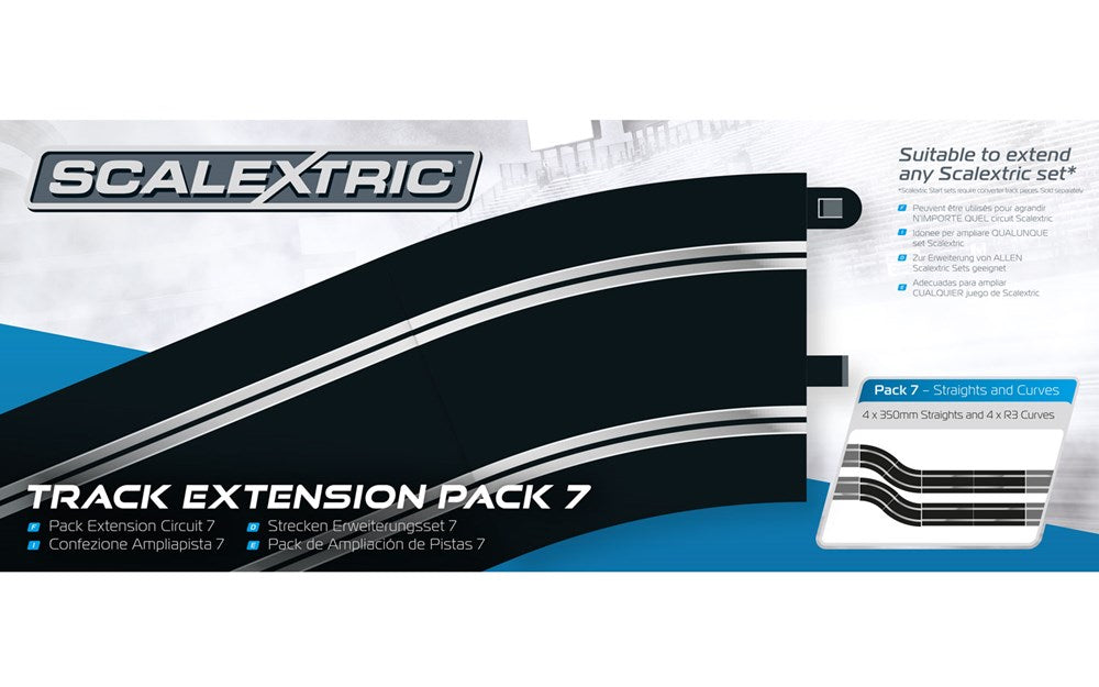 Scalextric C8556 Track Extension Pack 7 - 4 X 350mm Straights &amp; 4 X R3 Curves