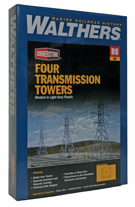 Walthers Cornerstone 933-3121 HO High Voltage Transmission Towers Kit (4)