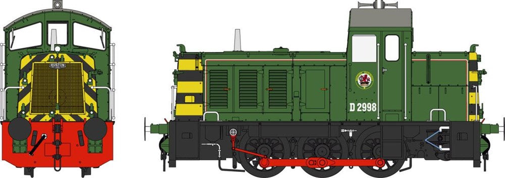 Heljan 2937 OO Class 07 - BR Green with Wasp Stripes 'D2998' (V1)