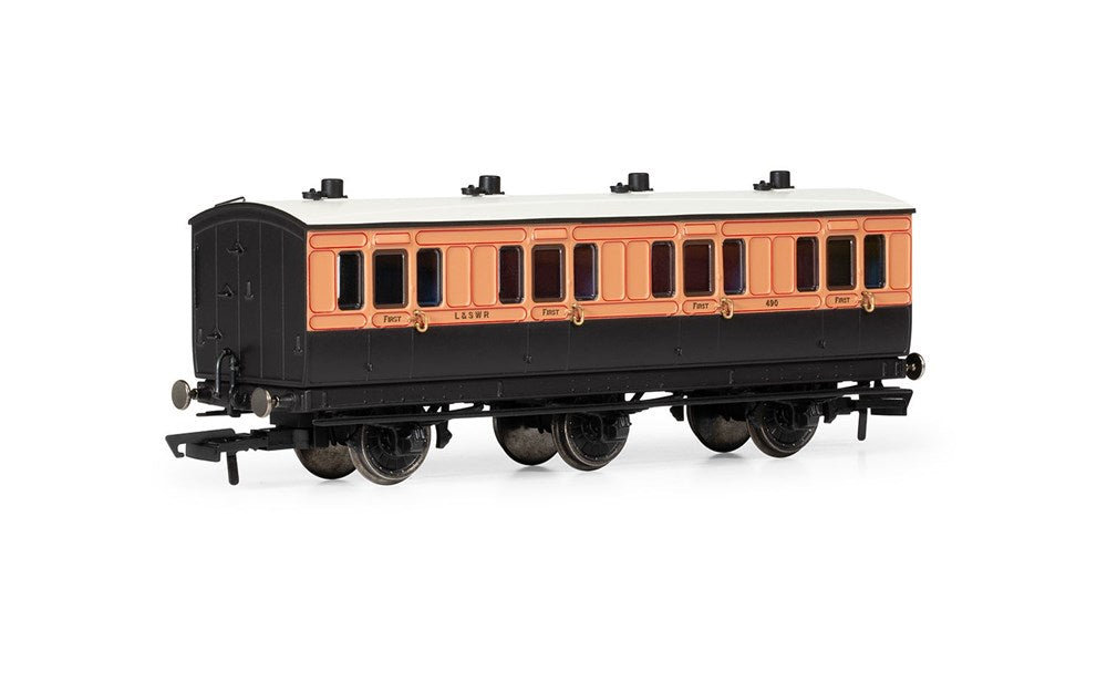 Hornby R40289 OO LSWR, 6 Wheel Coach, 1st Class, 490 - Era 2