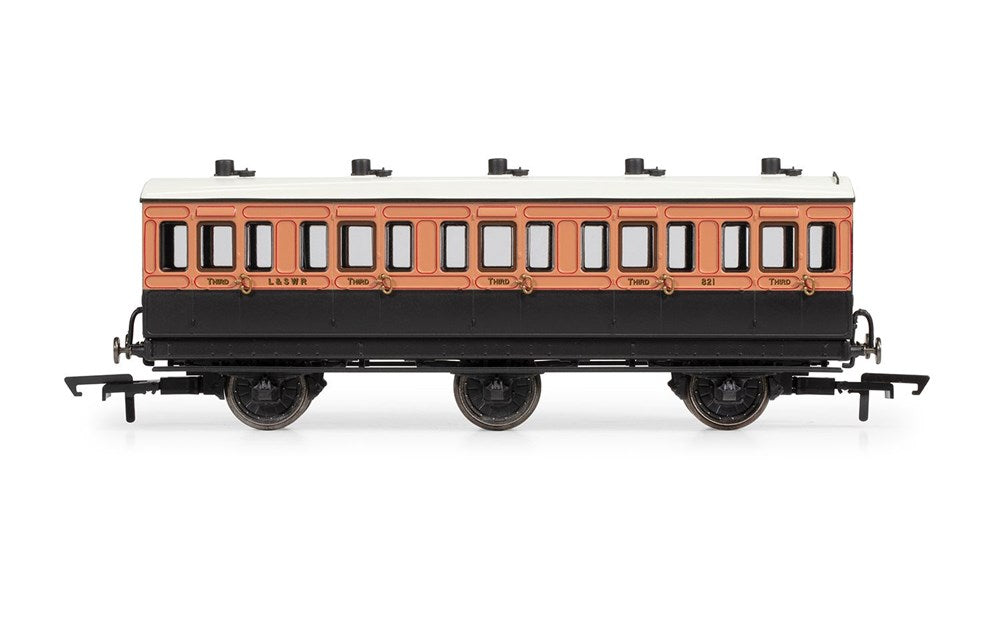 Hornby R40291 OO LSWR, 6 Wheel Coach, 3rd Class, 821 - Era 2