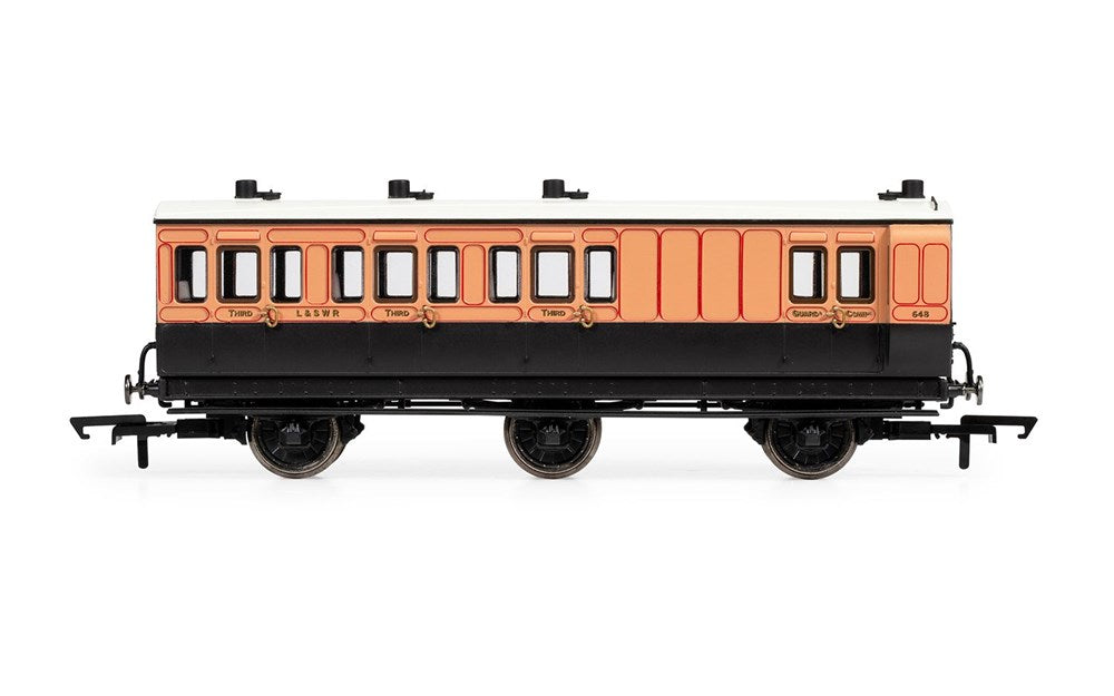 Hornby R40293 OO LSWR, 6 Wheel Coach, 3rd Class, 648 - Era 2