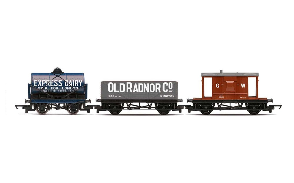 Hornby R60047 OO RailRoad Triple Wagon Pack - Mixed Wagons with Brake Van - Era 3
