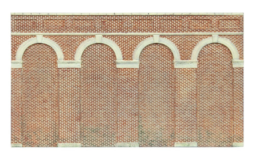 Hornby R7372 OO High Level Arched Retaining Walls x 2 (Red Brick)