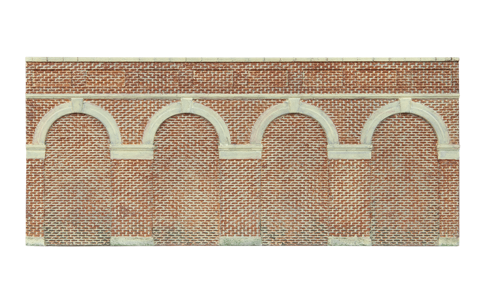 Hornby R7384 OO Mid Level Arched Retaining Walls x2 (Red Brick)