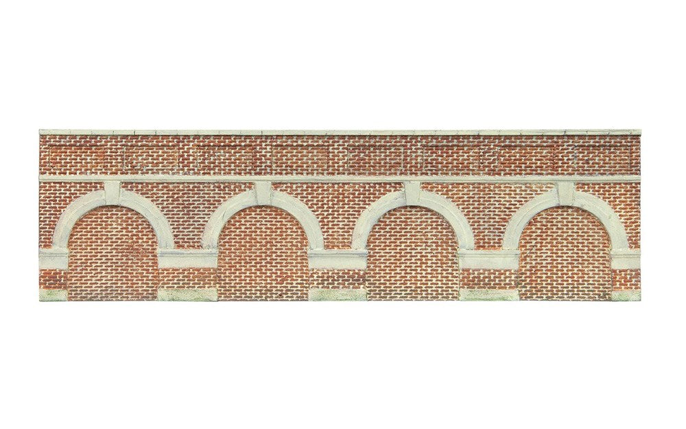 Hornby R7388 OO Low Level Arched Retaining Walls x2 (Red Brick)