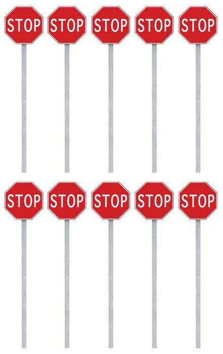 Walthers SceneMaster 949-4212 HO Stop Signs pkg(10) - 1954-Present (red, white)